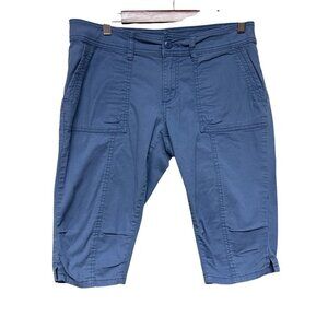 Prana Women's Adria Knicker Cargo Capris 3/4 Length Organic Cotton Blue Size 8